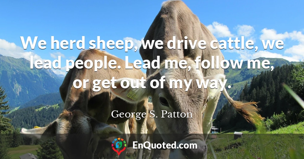We herd sheep, we drive cattle, we lead people. Lead me, follow me, or get out of my way.