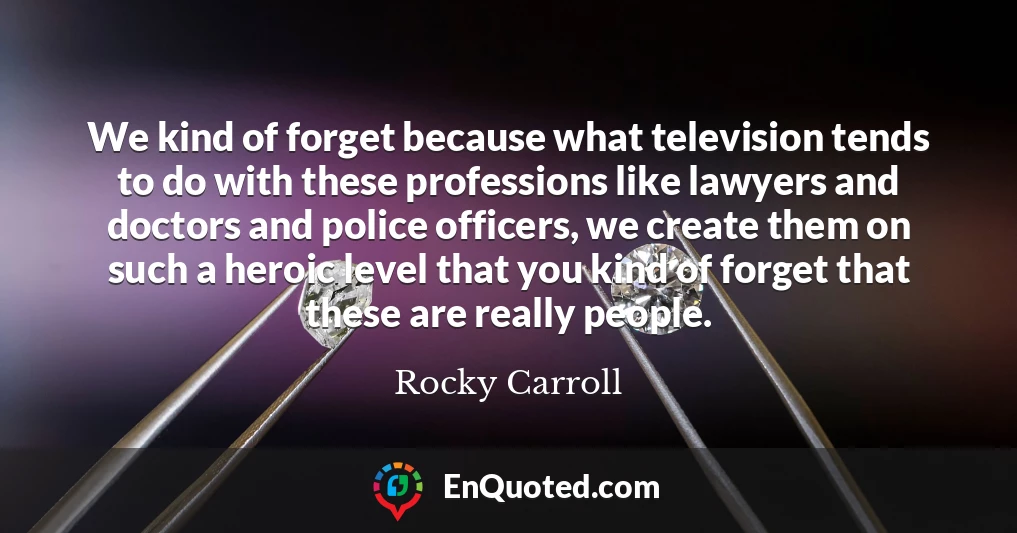 We kind of forget because what television tends to do with these professions like lawyers and doctors and police officers, we create them on such a heroic level that you kind of forget that these are really people.