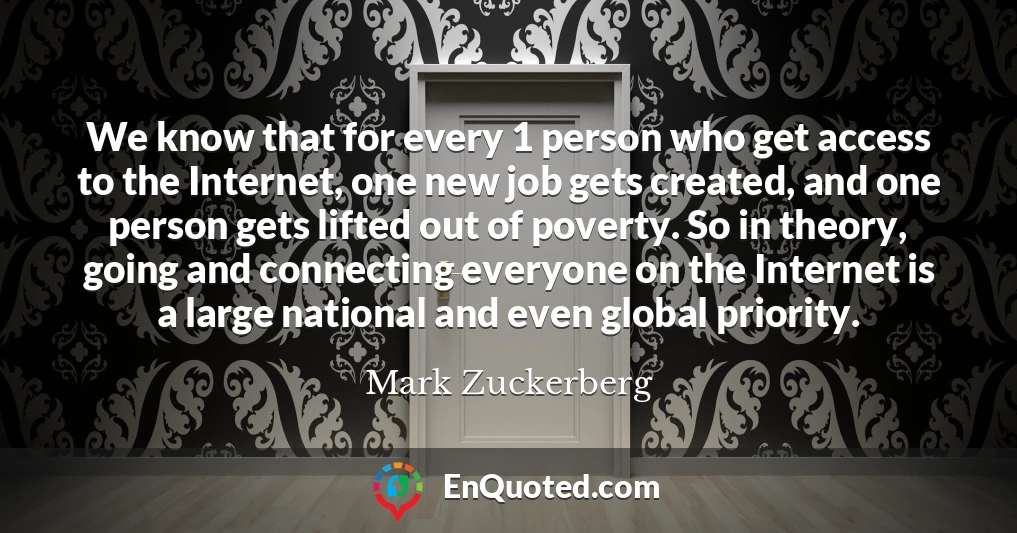 We know that for every 1 person who get access to the Internet, one new job gets created, and one person gets lifted out of poverty. So in theory, going and connecting everyone on the Internet is a large national and even global priority.