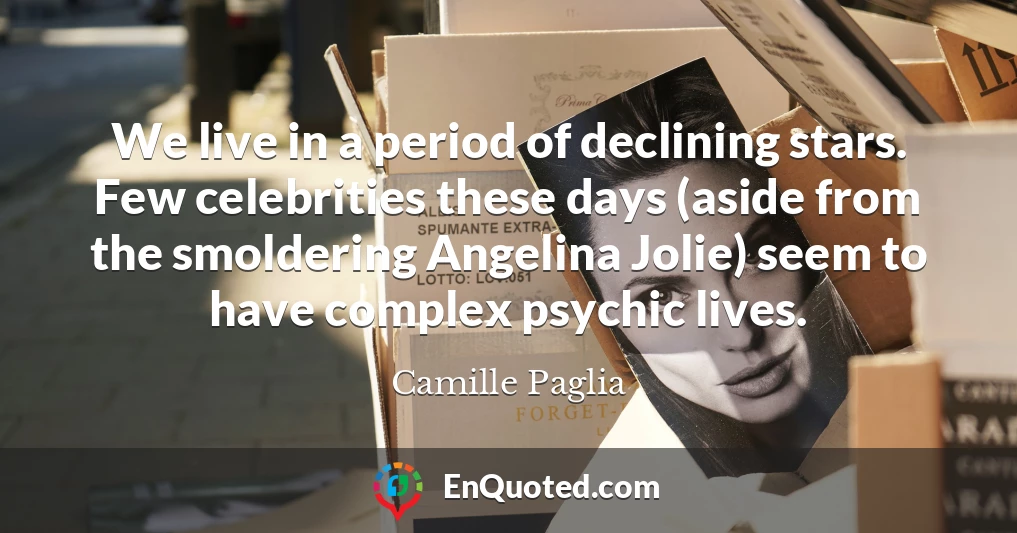 We live in a period of declining stars. Few celebrities these days (aside from the smoldering Angelina Jolie) seem to have complex psychic lives.