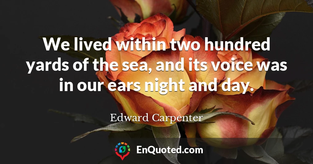 We lived within two hundred yards of the sea, and its voice was in our ears night and day.