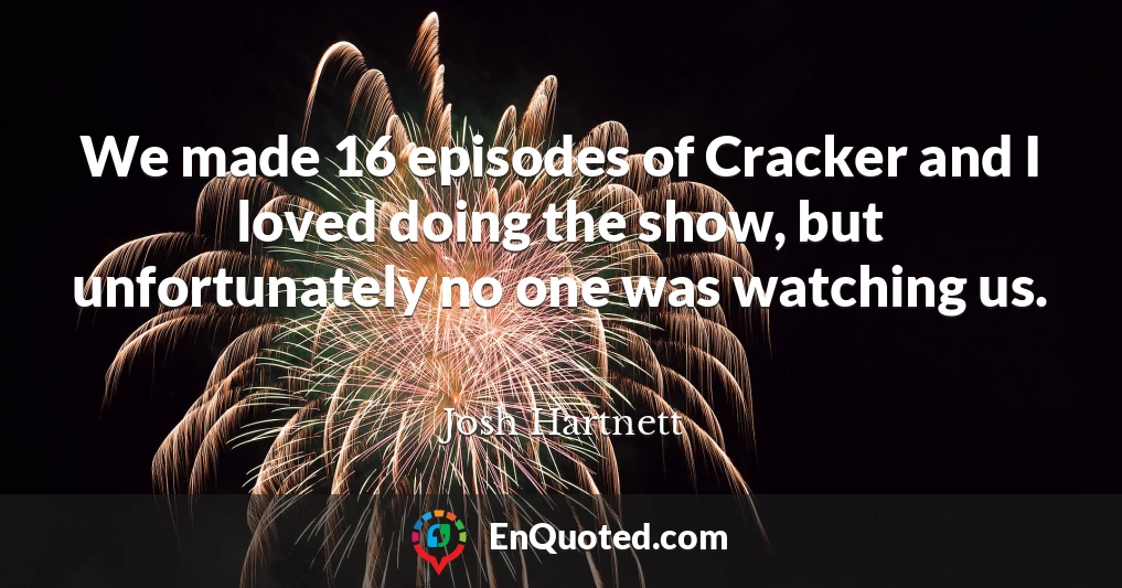 We made 16 episodes of Cracker and I loved doing the show, but unfortunately no one was watching us.