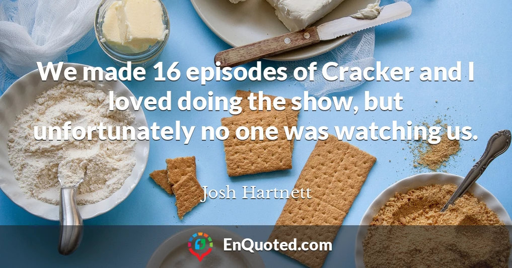 We made 16 episodes of Cracker and I loved doing the show, but unfortunately no one was watching us.