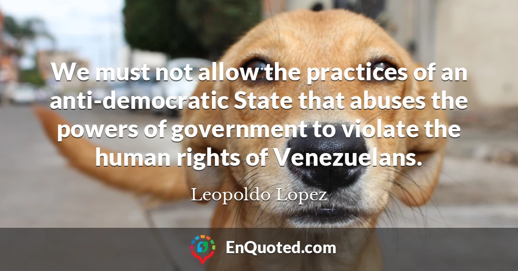 We must not allow the practices of an anti-democratic State that abuses the powers of government to violate the human rights of Venezuelans.