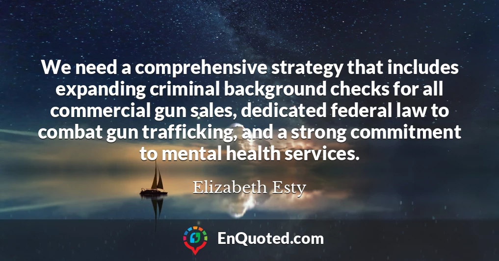 We need a comprehensive strategy that includes expanding criminal background checks for all commercial gun sales, dedicated federal law to combat gun trafficking, and a strong commitment to mental health services.