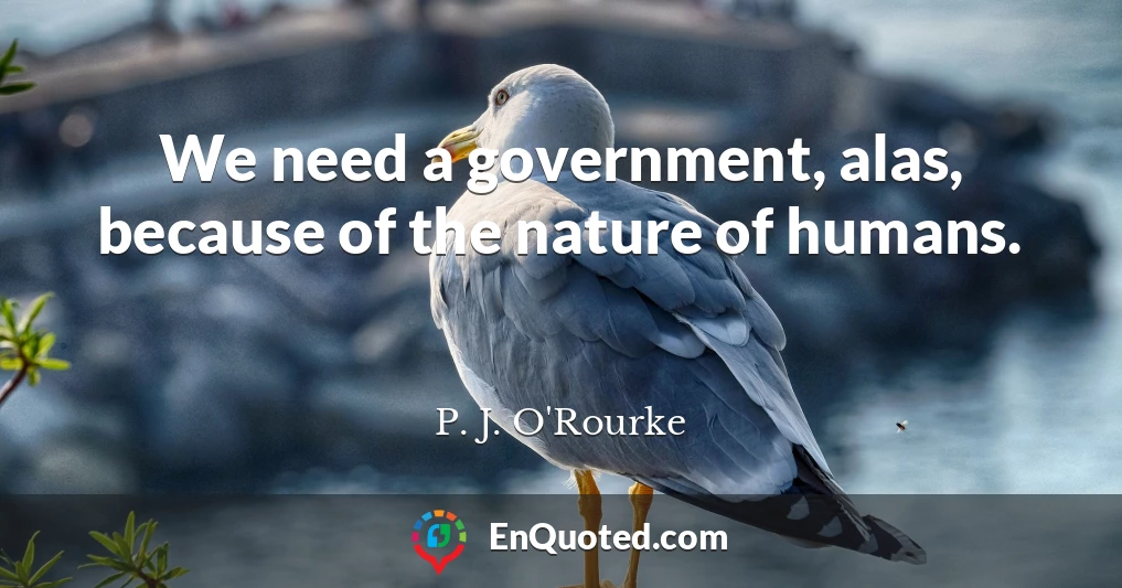 We need a government, alas, because of the nature of humans.