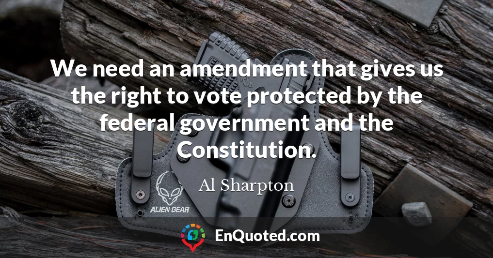 We need an amendment that gives us the right to vote protected by the federal government and the Constitution.