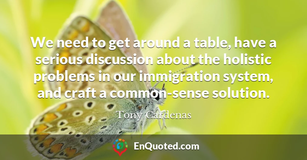 We need to get around a table, have a serious discussion about the holistic problems in our immigration system, and craft a common-sense solution.