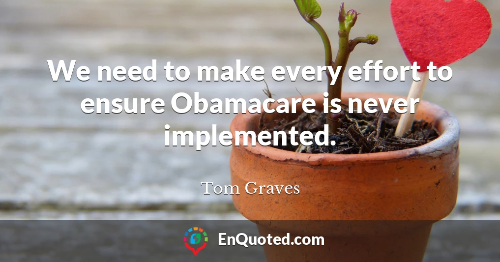 We need to make every effort to ensure Obamacare is never implemented.