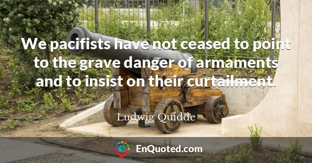 We pacifists have not ceased to point to the grave danger of armaments and to insist on their curtailment.
