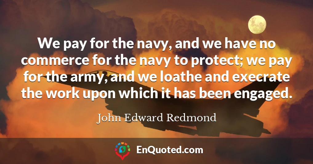 We pay for the navy, and we have no commerce for the navy to protect; we pay for the army, and we loathe and execrate the work upon which it has been engaged.