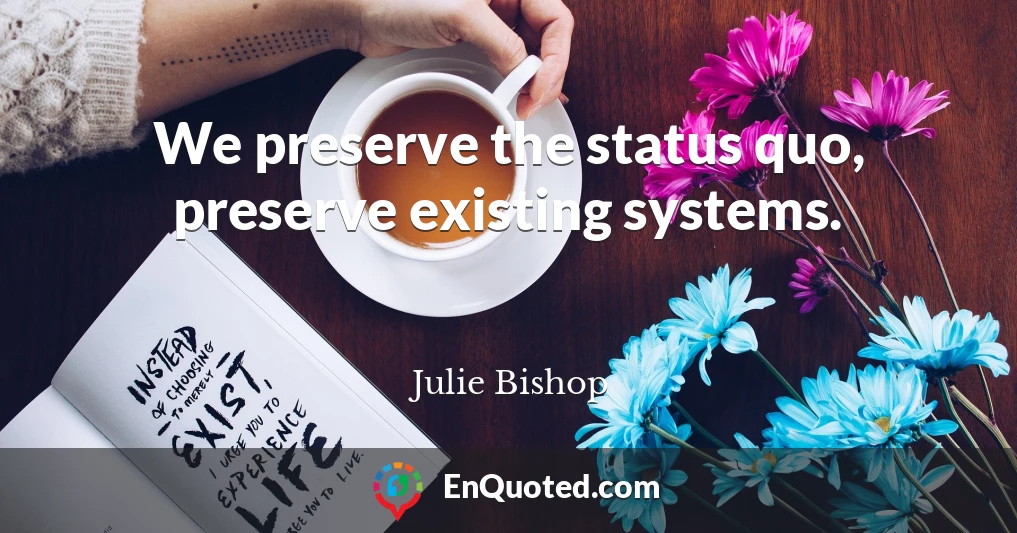 We preserve the status quo, preserve existing systems.
