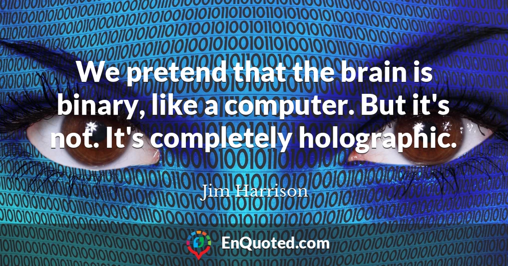We pretend that the brain is binary, like a computer. But it's not. It's completely holographic.