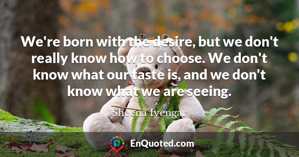 We're born with the desire, but we don't really know how to choose. We don't know what our taste is, and we don't know what we are seeing.