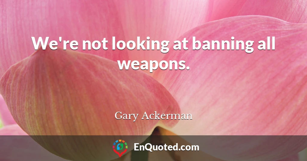 We're not looking at banning all weapons.