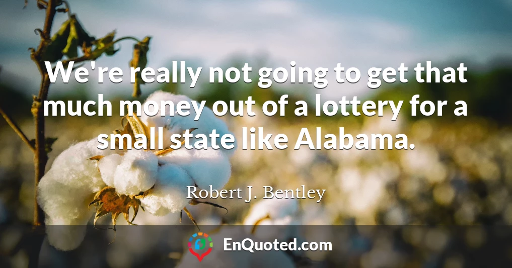 We're really not going to get that much money out of a lottery for a small state like Alabama.