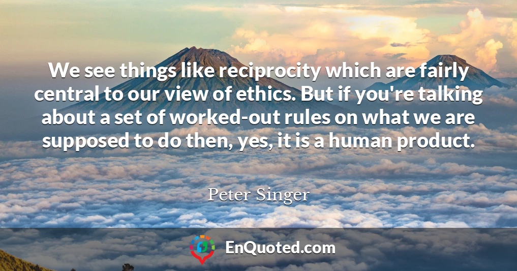 We see things like reciprocity which are fairly central to our view of ethics. But if you're talking about a set of worked-out rules on what we are supposed to do then, yes, it is a human product.