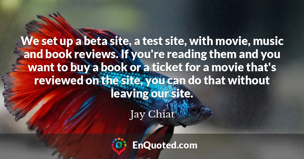 We set up a beta site, a test site, with movie, music and book reviews. If you're reading them and you want to buy a book or a ticket for a movie that's reviewed on the site, you can do that without leaving our site.