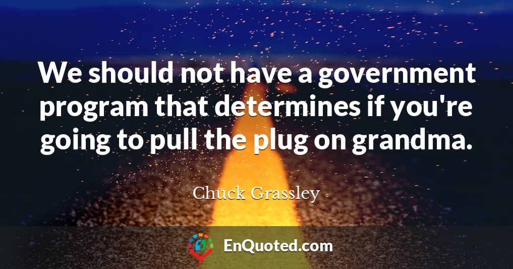 We should not have a government program that determines if you're going to pull the plug on grandma.