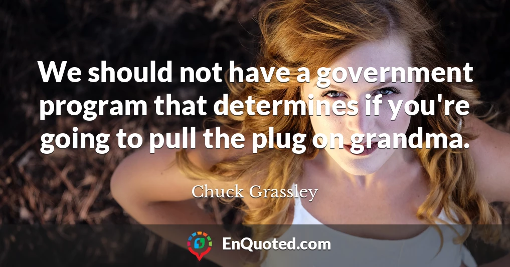 We should not have a government program that determines if you're going to pull the plug on grandma.