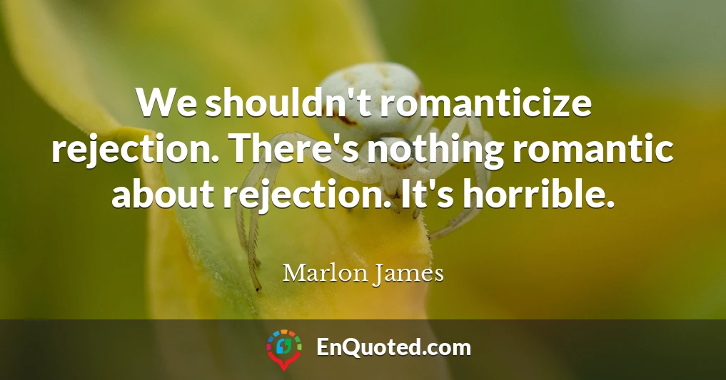 We shouldn't romanticize rejection. There's nothing romantic about rejection. It's horrible.