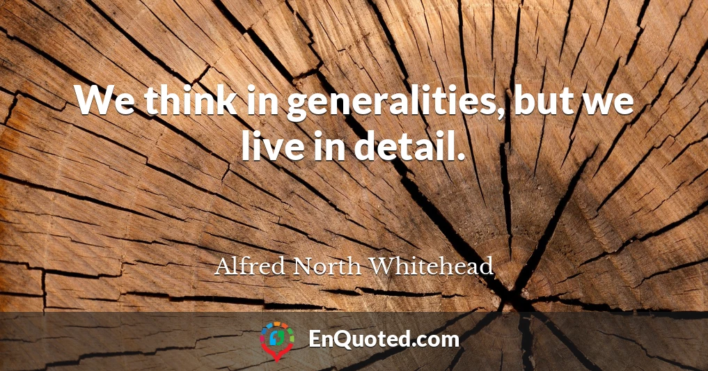 We think in generalities, but we live in detail.