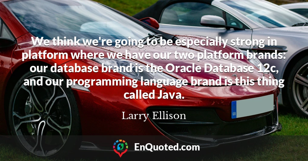 We think we're going to be especially strong in platform where we have our two platform brands: our database brand is the Oracle Database 12c, and our programming language brand is this thing called Java.