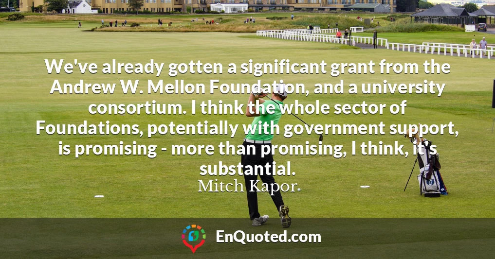 We've already gotten a significant grant from the Andrew W. Mellon Foundation, and a university consortium. I think the whole sector of Foundations, potentially with government support, is promising - more than promising, I think, it's substantial.