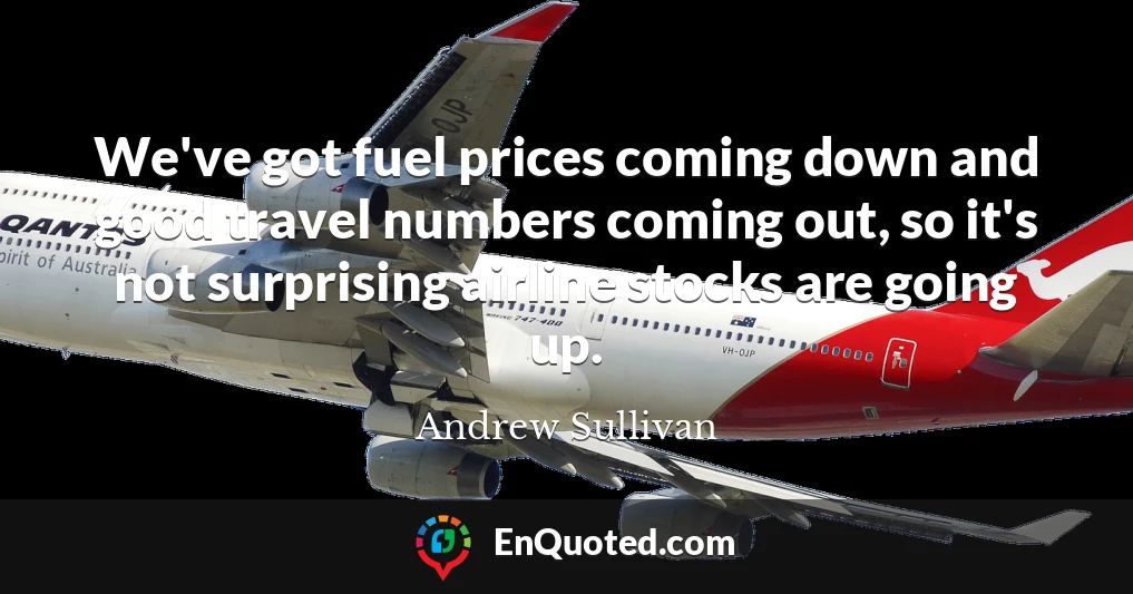 We've got fuel prices coming down and good travel numbers coming out, so it's not surprising airline stocks are going up.