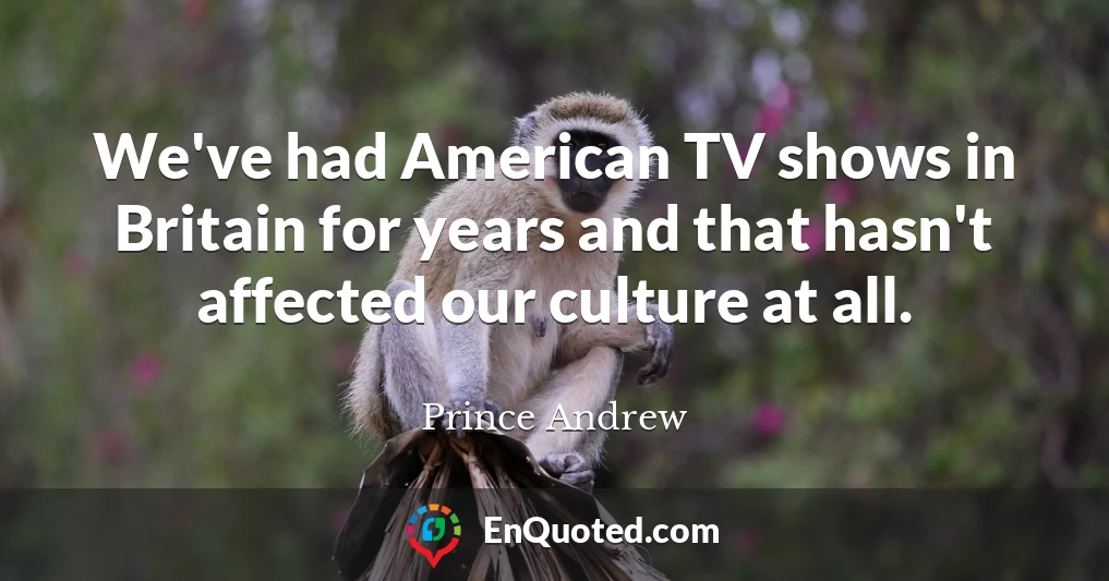 We've had American TV shows in Britain for years and that hasn't affected our culture at all.
