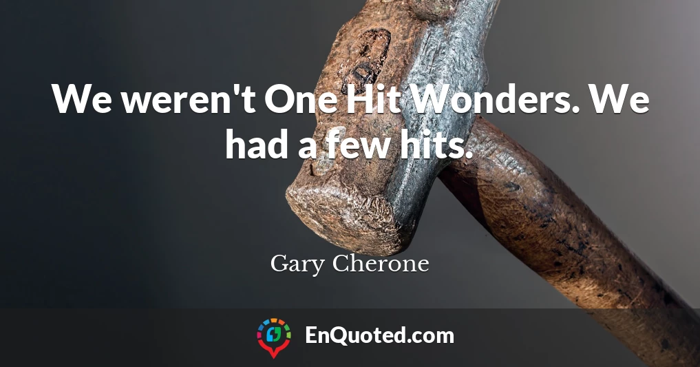 We weren't One Hit Wonders. We had a few hits.