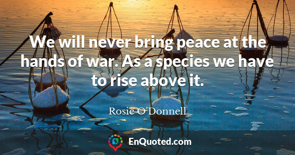 We will never bring peace at the hands of war. As a species we have to rise above it.