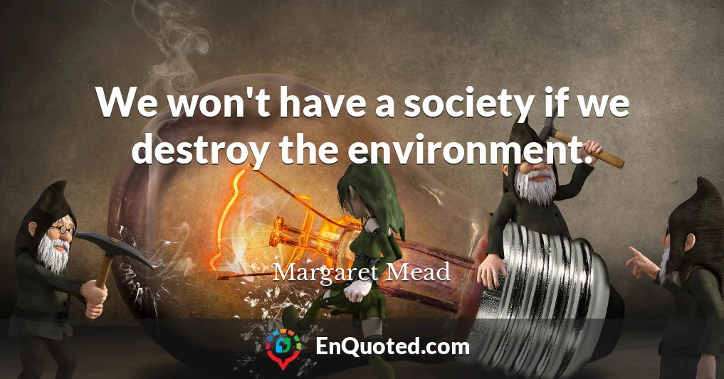 We won't have a society if we destroy the environment.