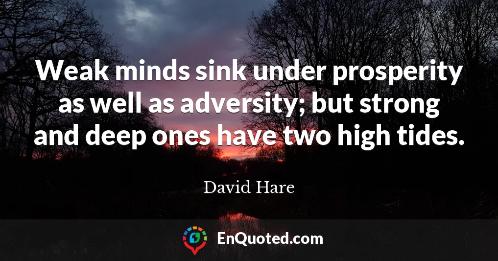 Weak minds sink under prosperity as well as adversity; but strong and deep ones have two high tides.