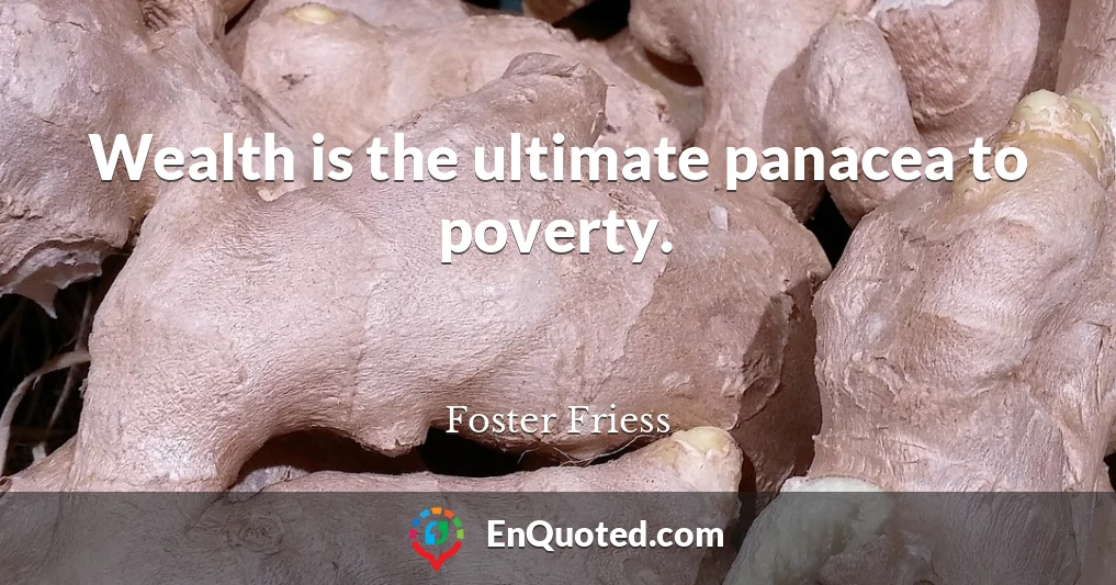 Wealth is the ultimate panacea to poverty.