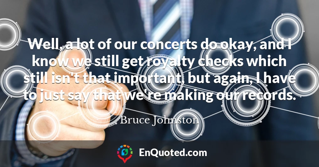 Well, a lot of our concerts do okay, and I know we still get royalty checks which still isn't that important, but again, I have to just say that we're making our records.