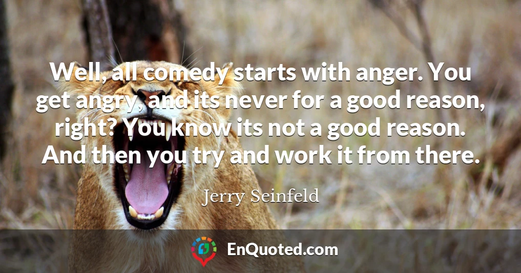 Well, all comedy starts with anger. You get angry, and its never for a good reason, right? You know its not a good reason. And then you try and work it from there.