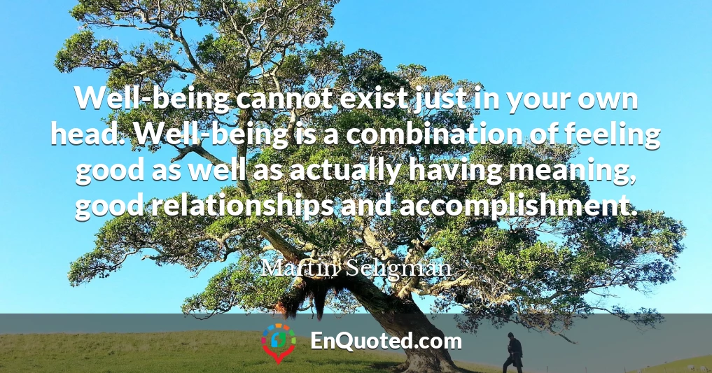 Well-being cannot exist just in your own head. Well-being is a combination of feeling good as well as actually having meaning, good relationships and accomplishment.