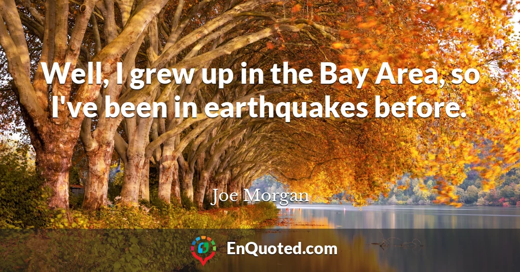 Well, I grew up in the Bay Area, so I've been in earthquakes before.