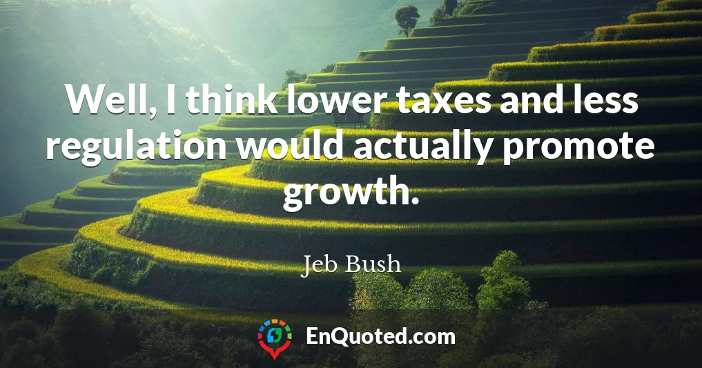 Well, I think lower taxes and less regulation would actually promote growth.