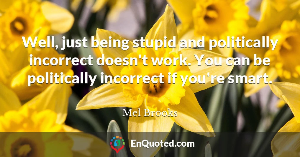 Well, just being stupid and politically incorrect doesn't work. You can be politically incorrect if you're smart.