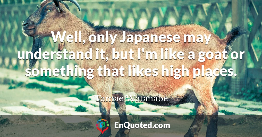 Well, only Japanese may understand it, but I'm like a goat or something that likes high places.