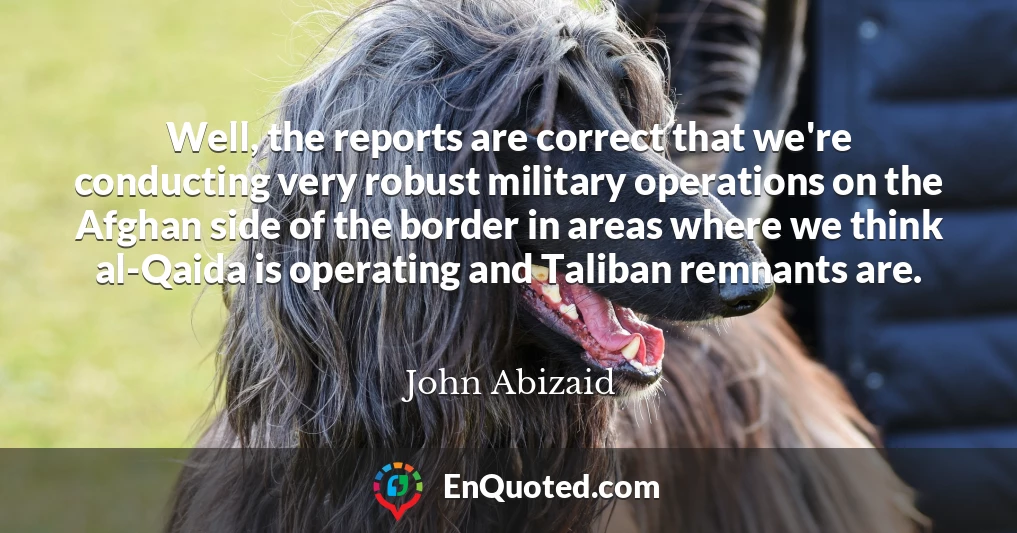 Well, the reports are correct that we're conducting very robust military operations on the Afghan side of the border in areas where we think al-Qaida is operating and Taliban remnants are.