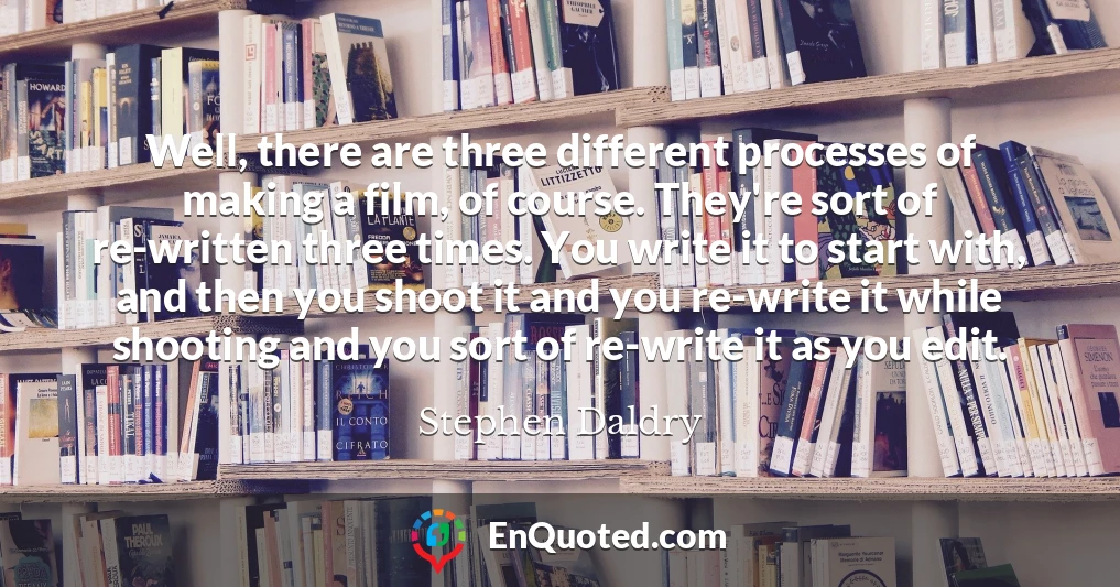 Well, there are three different processes of making a film, of course. They're sort of re-written three times. You write it to start with, and then you shoot it and you re-write it while shooting and you sort of re-write it as you edit.