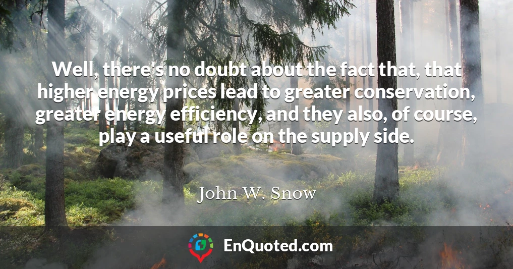Well, there's no doubt about the fact that, that higher energy prices lead to greater conservation, greater energy efficiency, and they also, of course, play a useful role on the supply side.