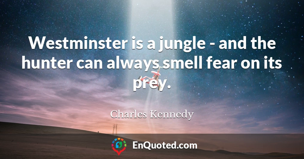 Westminster is a jungle - and the hunter can always smell fear on its prey.