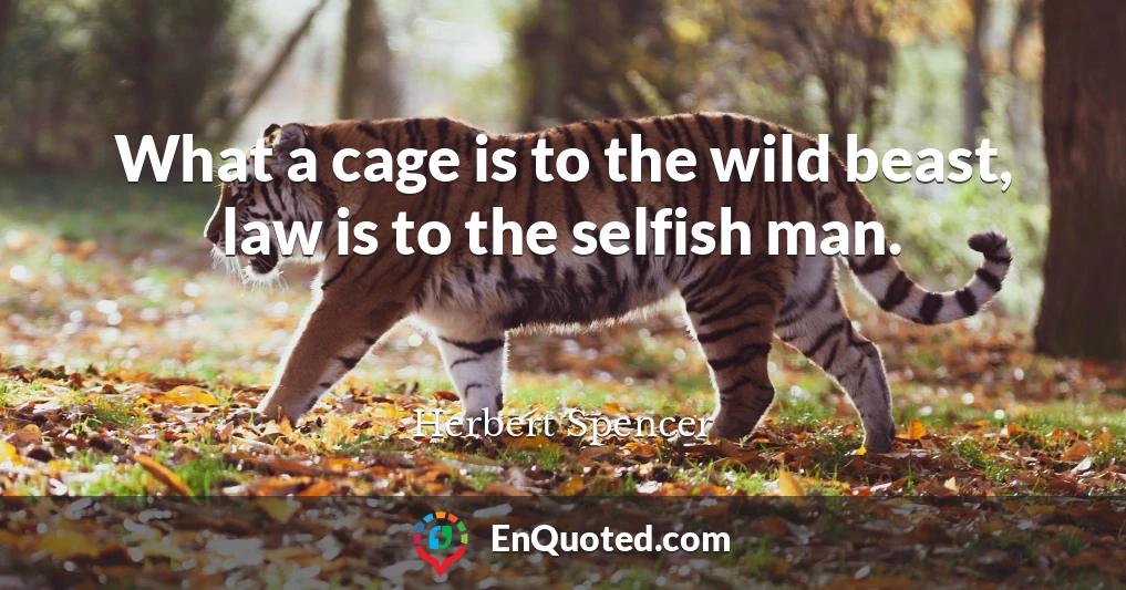 What a cage is to the wild beast, law is to the selfish man.
