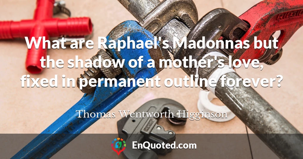 What are Raphael's Madonnas but the shadow of a mother's love, fixed in permanent outline forever?