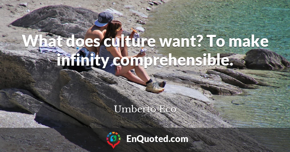 What does culture want? To make infinity comprehensible.