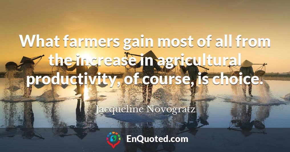 What farmers gain most of all from the increase in agricultural productivity, of course, is choice.
